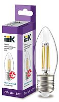 Лампа светодиодная филаментная 360° 7Вт C35 свеча 4000К E27 230В прозр. | код LLF-C35-7-230-40-E27-CL | IEK